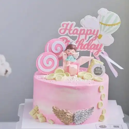 千纸鹤公主王子蛋糕摆件儿童生日派对情景装扮云朵节日装扮用品