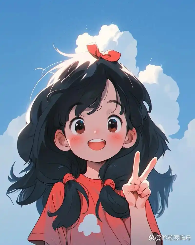 99 小仙女们!今天为小红书带来超级可爱的小朋友比耶插画版!