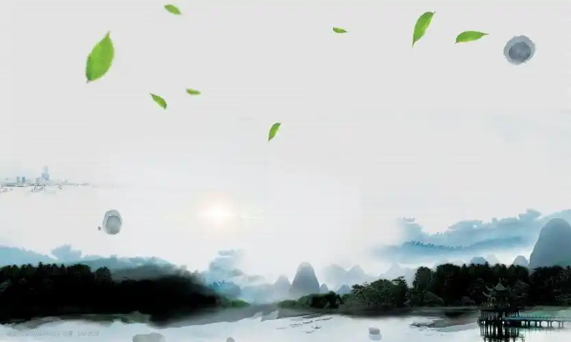 山水 中国风 古风 插画 简约 水墨 背景 桌面壁纸 高山流水 插图 配图