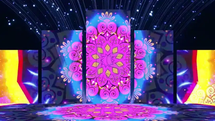 视频素材 舞台背景 动感背景 新疆舞草裙舞分屏跑屏 已实名验证来自