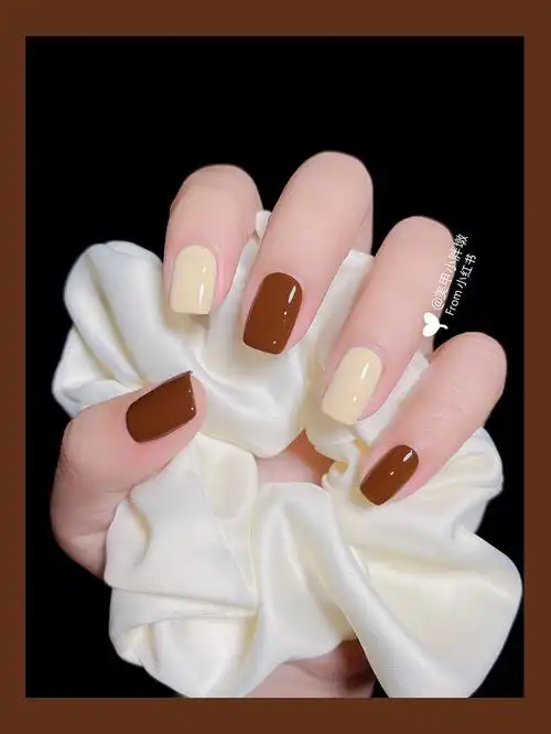 纯色跳色美甲暖冬小火炉