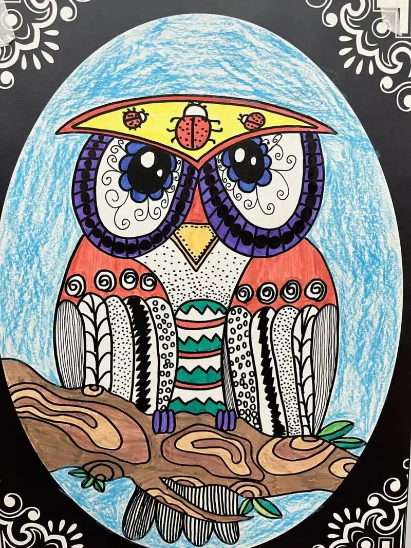 创意儿童画《猫头鹰》6-7岁 时长:2h 评价:1.