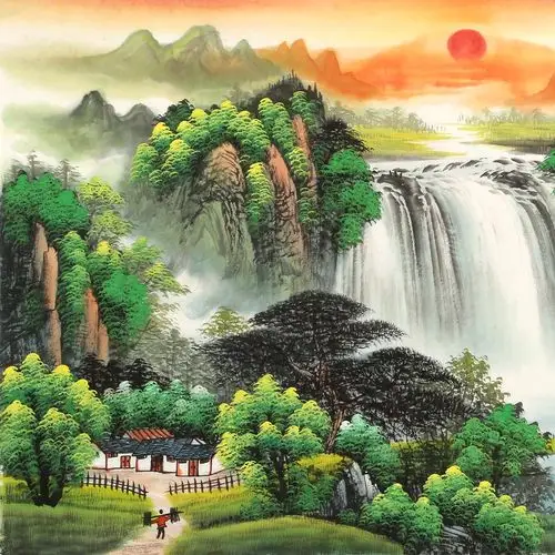 吴东 四尺吉祥风水画《福地安居图》 - 聚宝盆山水画 - 99字画网