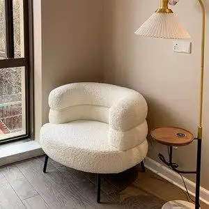 网红懒人沙发榻榻米单人羊羔绒白色可爱卧室阳台休闲小户型沙发椅