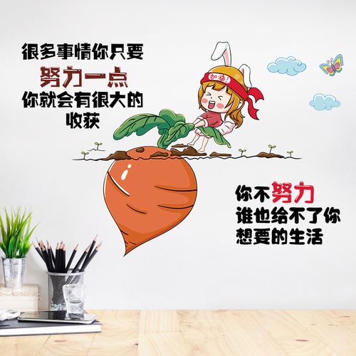 创意卡通励志墙贴儿童房间墙面装饰墙壁贴画学生激励文字贴纸自粘