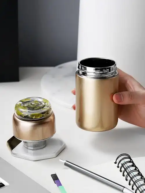 玻璃茶水分离水杯保温杯潮流ins创意杯子迷你保温杯