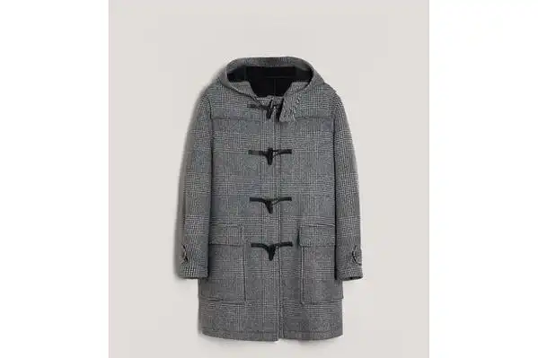 羊毛格纹粗呢大衣