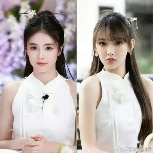 白鹿程潇白裙披发造型##白鹿程潇白裙披发