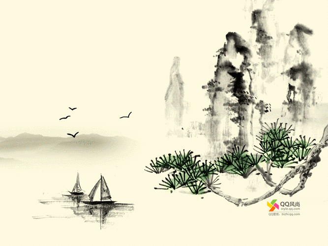 相思中国风ppt背景图片 花雾雨ppt背景图片 淡雅古典枫叶ppt背景 古典