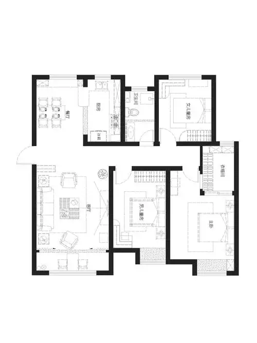 建筑面积:125㎡,户型:三室两厅两卫