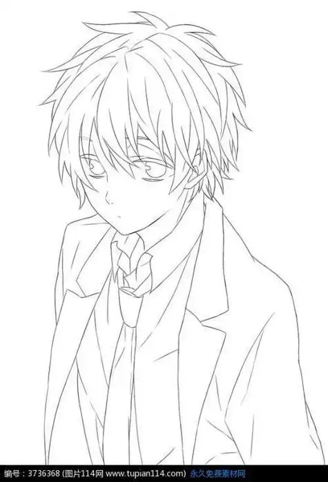 简单的手绘动漫人物男生简笔画