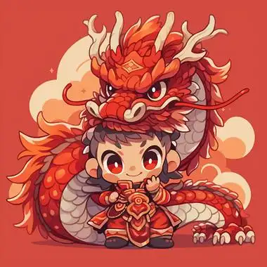 新年卡通喜庆龙舞狮龙年原创ai元素