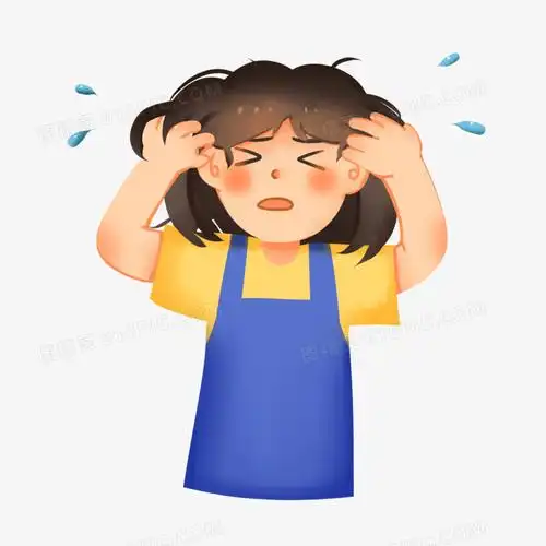 手绘卡通女生抓狂挠头免抠素材