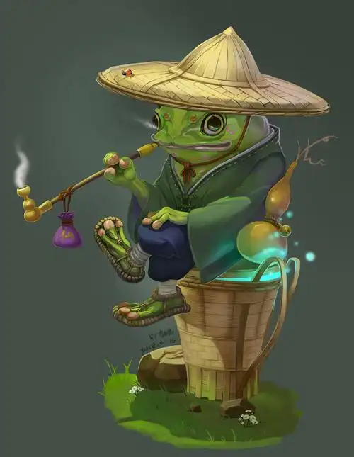 青蛙仙人抽袋烟