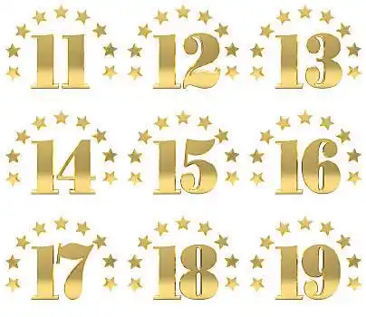金色,数字,十一,装饰,圆,星,插画