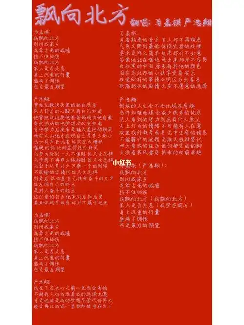 马嘉祺  #严浩翔 #飘向北方 #歌词