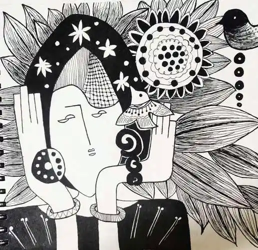 人物黑白装饰画