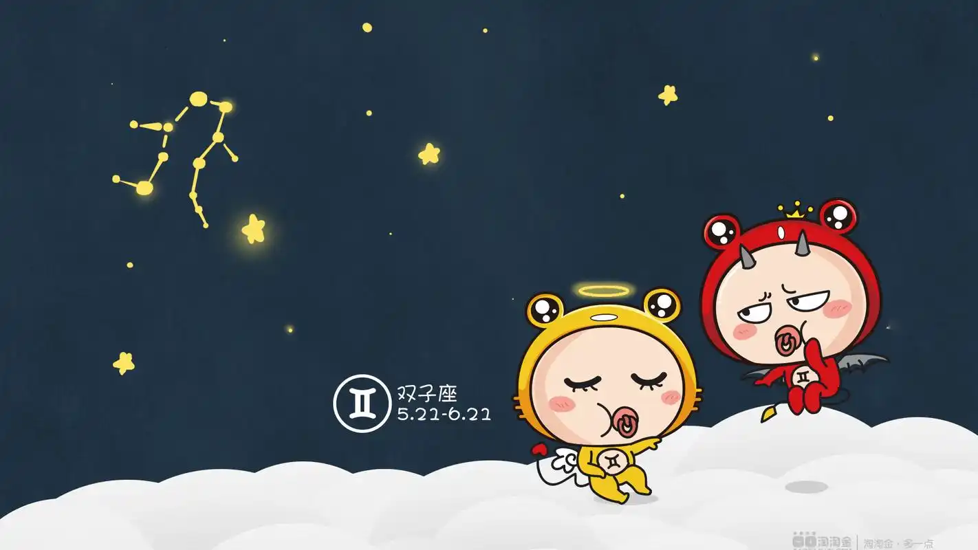 小淘小金十二星座卡通创意桌面壁纸