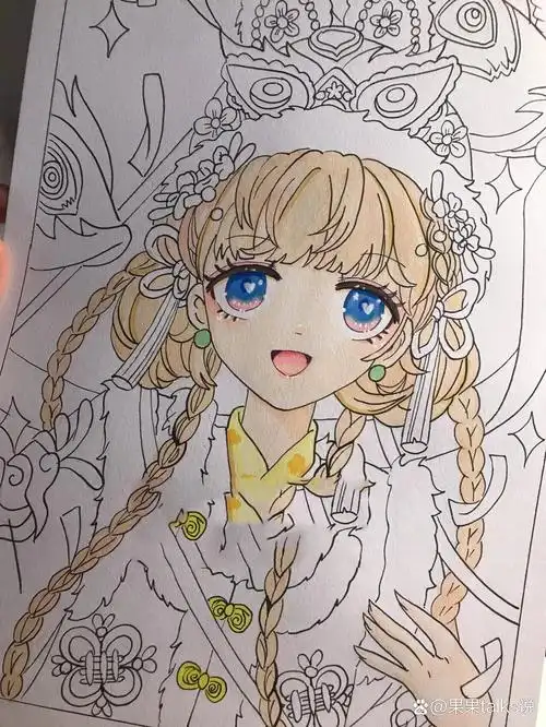 马克笔手绘/元宵动漫女生人物/古风插画