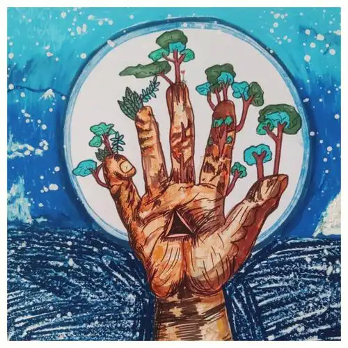 沧桑的大手联想创意美术手绘