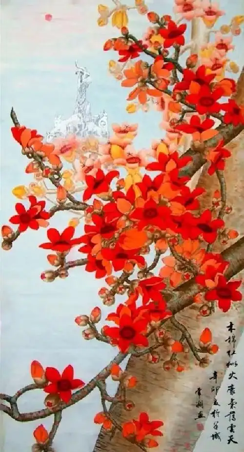 《木棉花开》我的国画作品—木棉花开 - 抖音