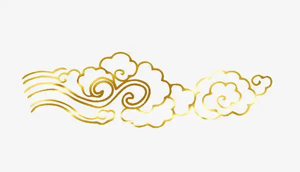 渐变祥云花纹中国风金色