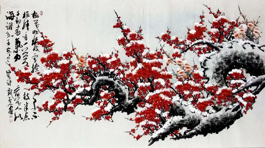 西门亚石国画六尺梅花《梅花欲发雪撩之,不损清香一万枝.