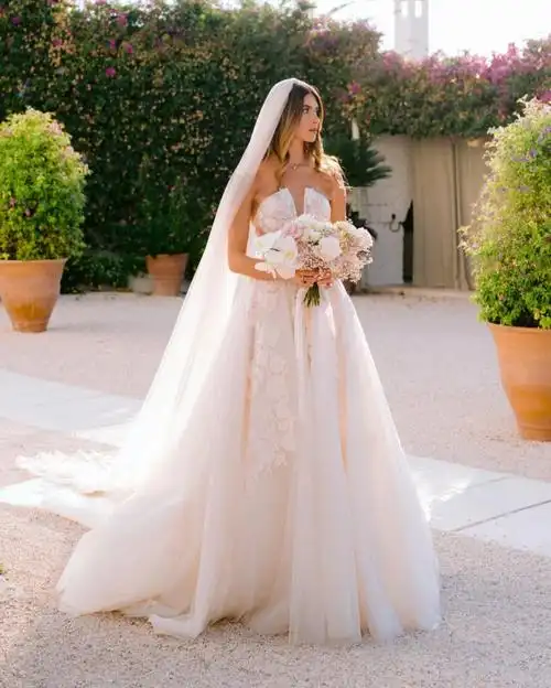 法绣花卉仙女裙婚纱礼服