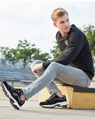 男鞋 明星同款熊猫鞋老爹鞋男厚底增高运动鞋男休闲鞋子 黑色/白色