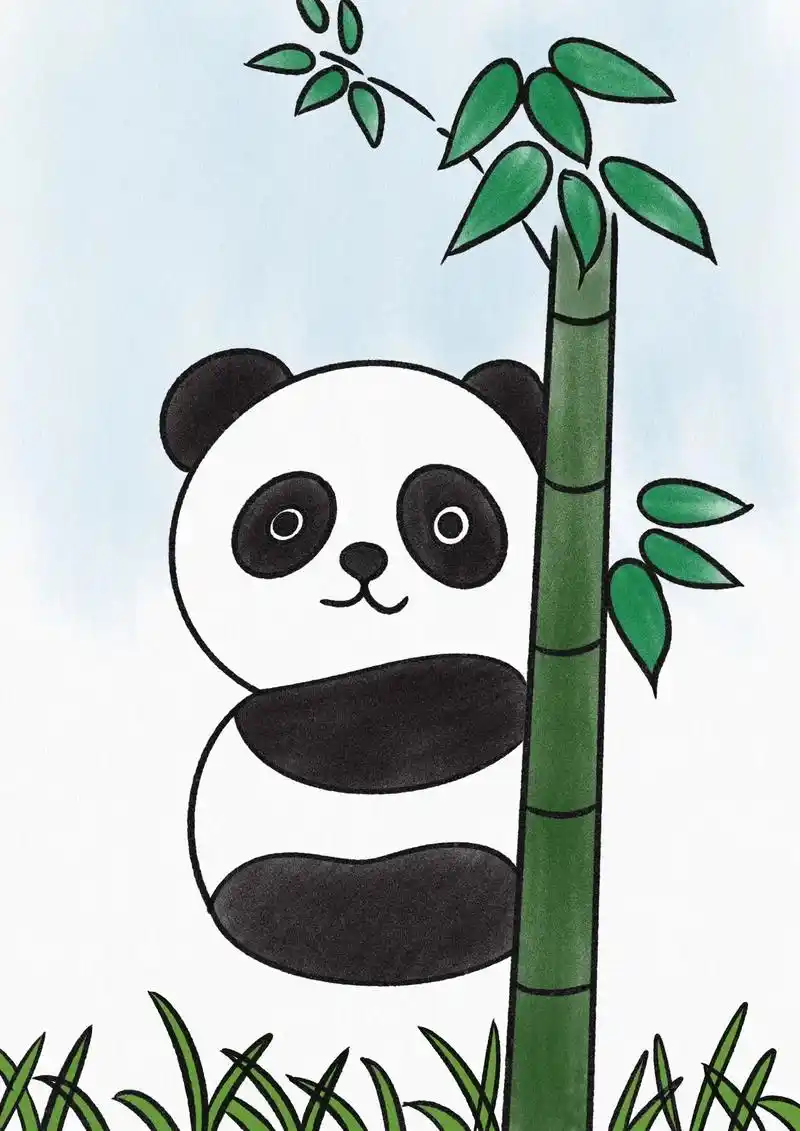熊猫简笔画!可可爱爱的大熊猫来啦,适合三岁以上宝宝!#儿童简 - 抖音