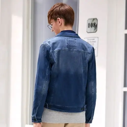 真维斯牛仔外套男秋装男士修身夹克短款牛仔衣