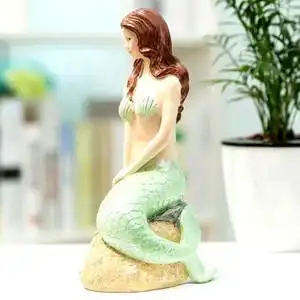 21cm高长发披肩美人鱼石膏模具乳胶新款涂鸦彩绘卡通白膜