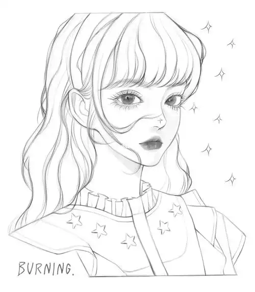 女生头像线稿练习09