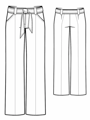 9款裤子的效果图款式图制版图