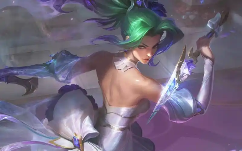 【lol手游】水晶玫瑰-阿卡丽:白丝婚纱超短裙!