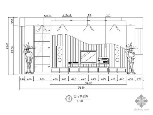 电视背景墙立面