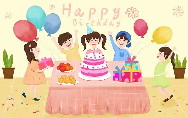 开心的儿童生日聚会 卡通人物 庆祝 礼物 儿童 jpg儿童生日会