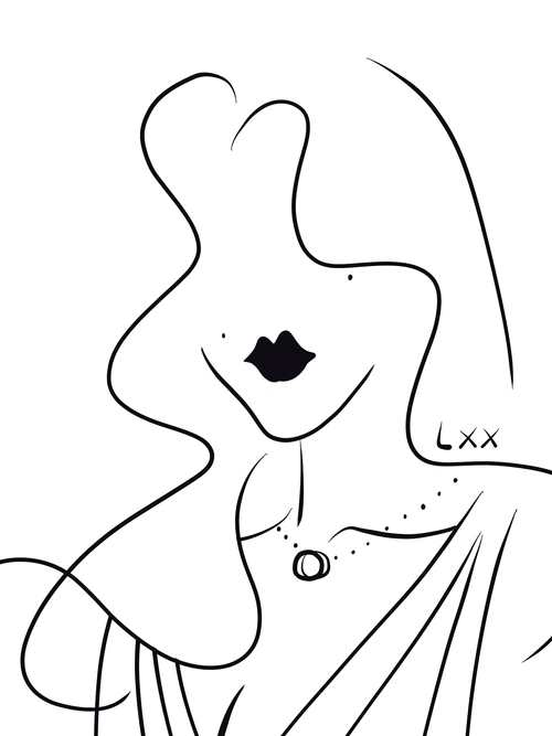 极简风抽象线条设计黑白插画简笔装饰手绘少女|纯艺术|绘画|水仙子lxx