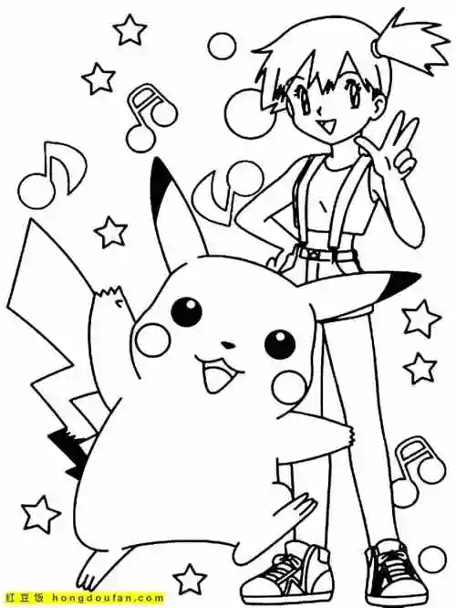 的软萌可爱的12张比卡丘口袋宝贝涂色图片-红豆饭小学生简笔画大全