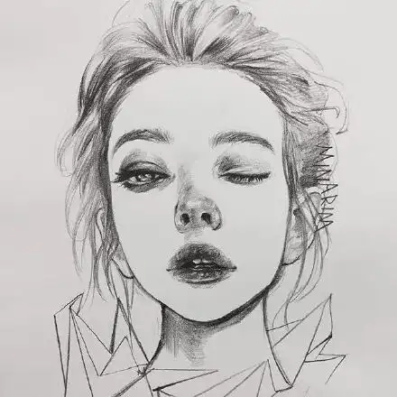 单色的素描,呈现立体的效果——速写人物头像的临摹范本|绘画|肖像画