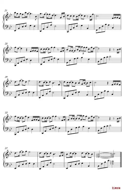 蓝色天空钢琴谱 张云雷 降b调2