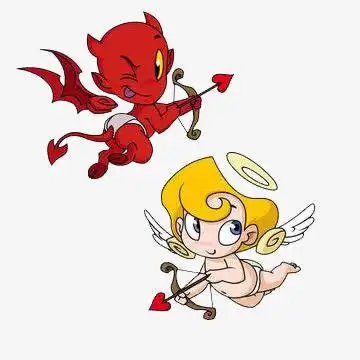 关键词 : 手绘,小孩,恶魔,天使,红色