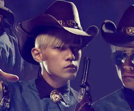 周杰伦染黄头发戴牛仔帽的海报