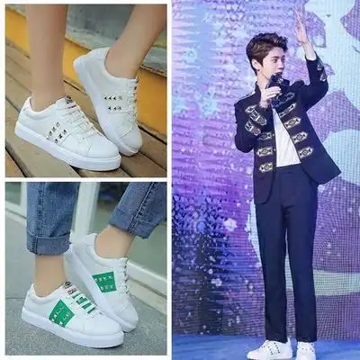 鹿晗明星同款鞋子夏季透气休闲女鞋韩版学生板鞋厚底松糕小白鞋女
