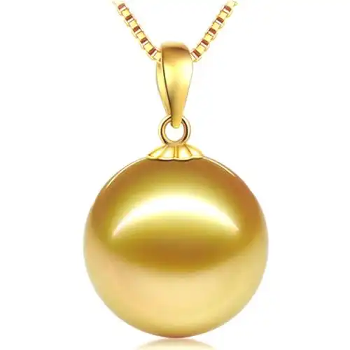 天然海水珍珠吊坠18k南洋金珠坠子项链正圆颈饰