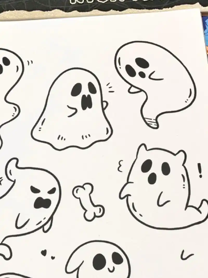 我看看是谁还不会画万圣节小幽灵97简笔画 超可爱的捣蛋鬼来啦!