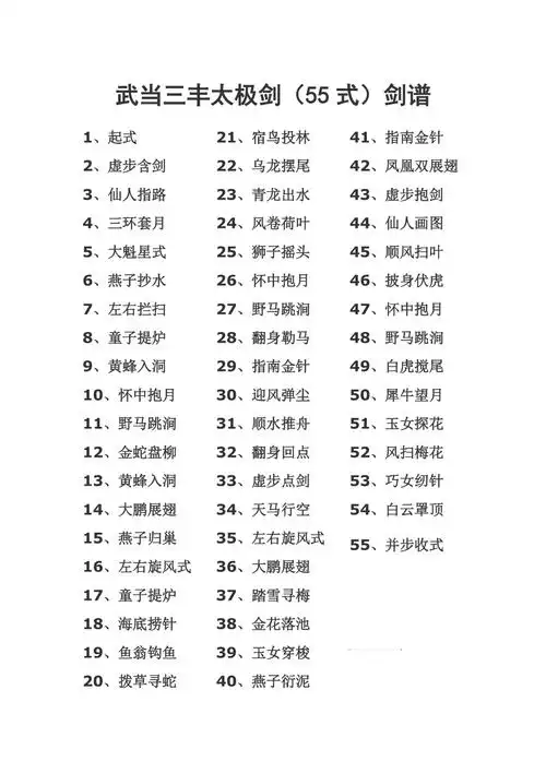 武当三丰太极剑55式剑谱_第1页