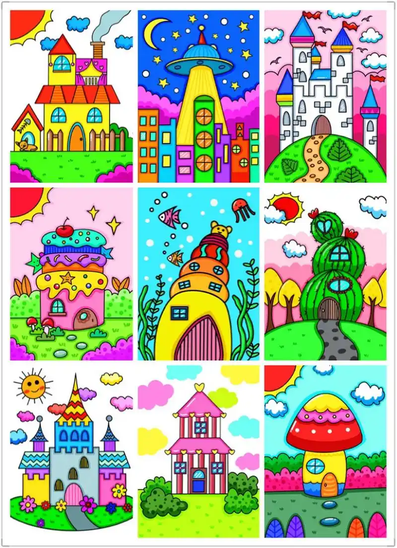 房子合理 创意画 儿童画 简笔画