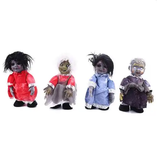 万圣节电动鬼娃娃批发 鬼节密室道具酒吧发声走动摆件恐怖玩具