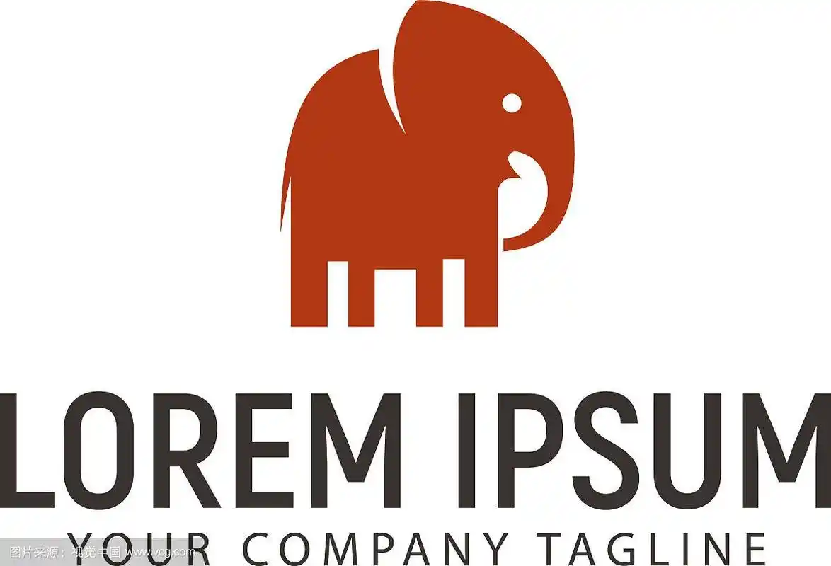 简单的大象标志设计概念模板